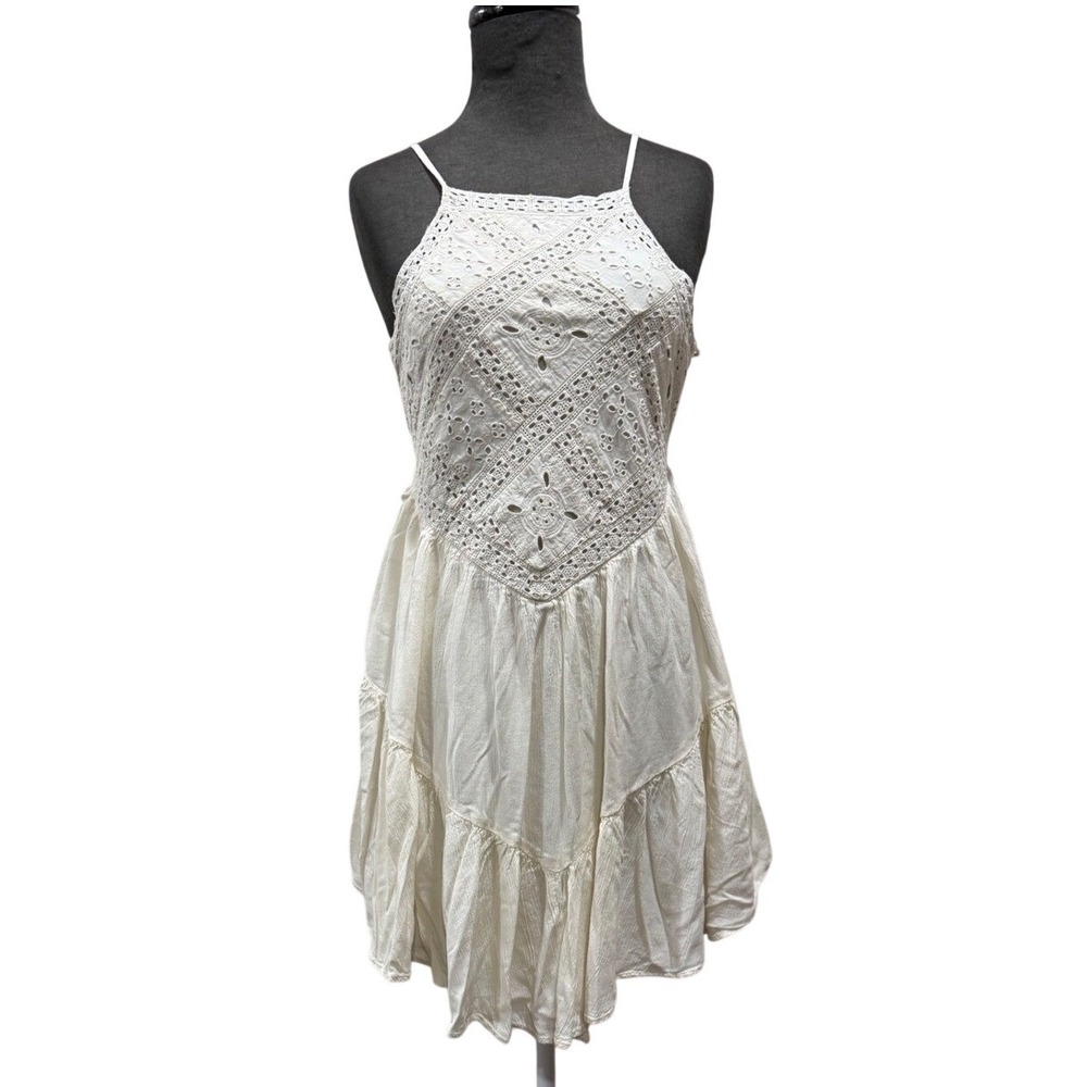 American Eagle Outfitters cotton ivoryEyelet Lace Boho‎ Mini Dress Cream Small